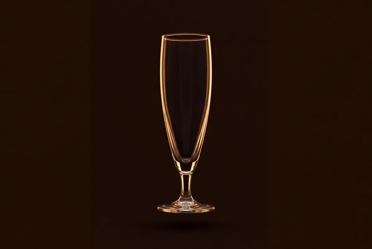 Flûte à bière étroite et haute, vide.