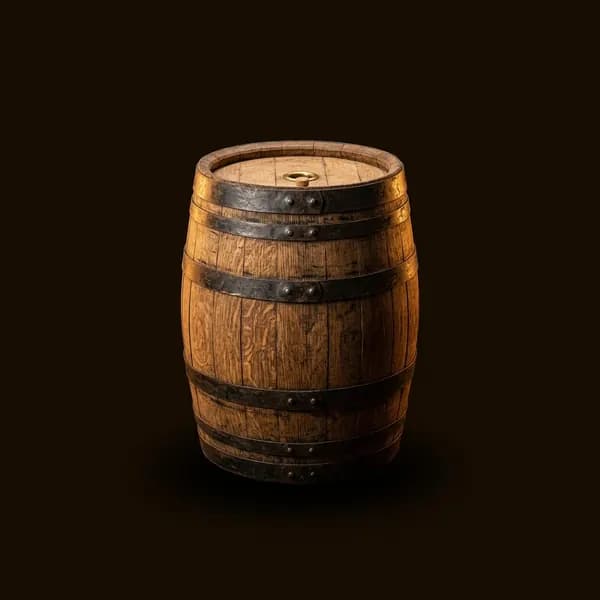 Fût de bière en métal sur fond sombre